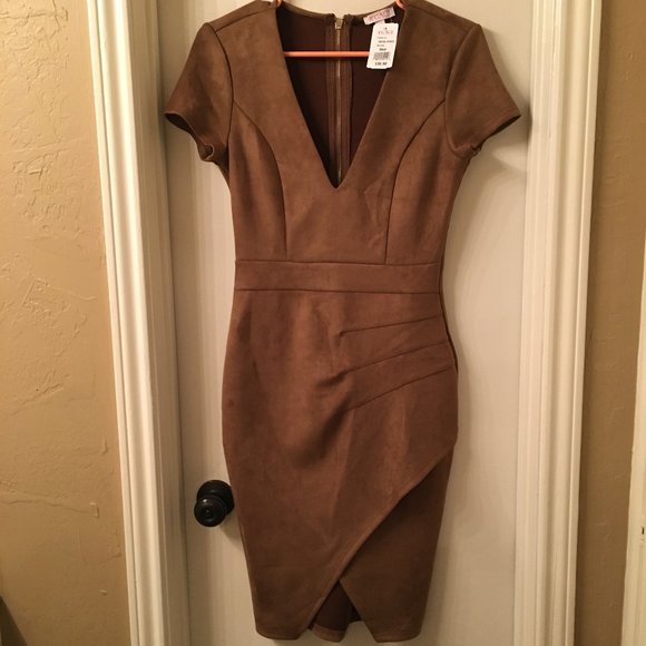 a'gaci | Dresses | Agaci Mocha Suede Dress | Poshmark